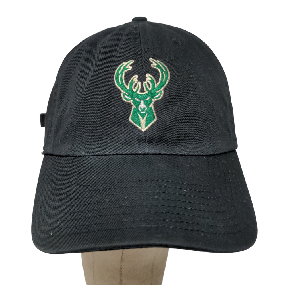 Fan Favorite Men's Slideback Hat Black Size OSFA Embroiderd Milwaukee Bucks Logo